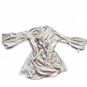 Boho Cream Tunic with Crochet Details